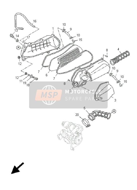 Yamaha YP125R X-MAXi 2009 Intake 2 for a 2009 Yamaha YP125R X-MAXi